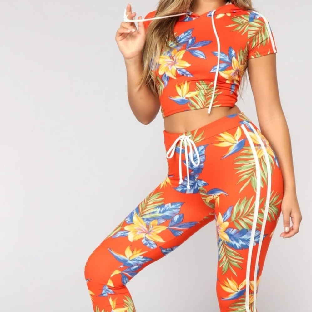 Floral Print Women's Pants Set